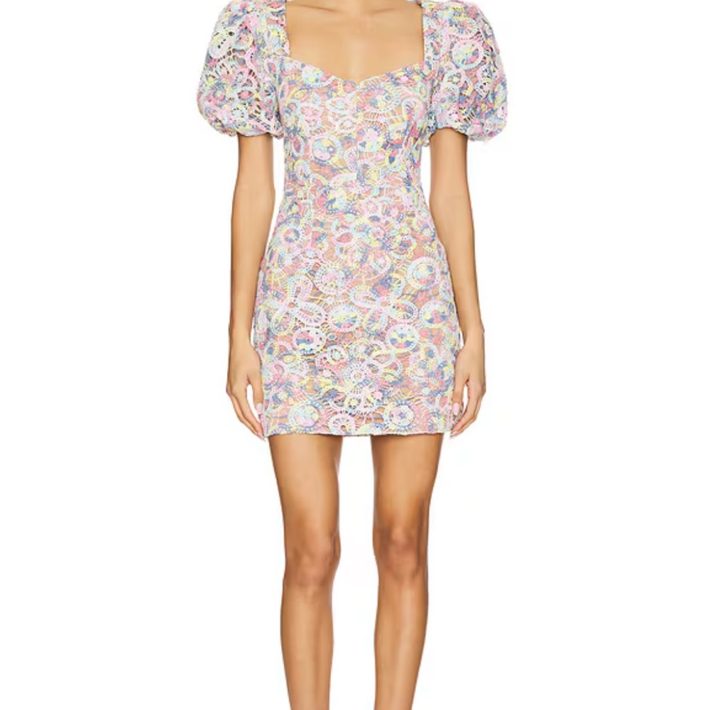 Elliatt Multicolor Puff Sleeve Mini Dress